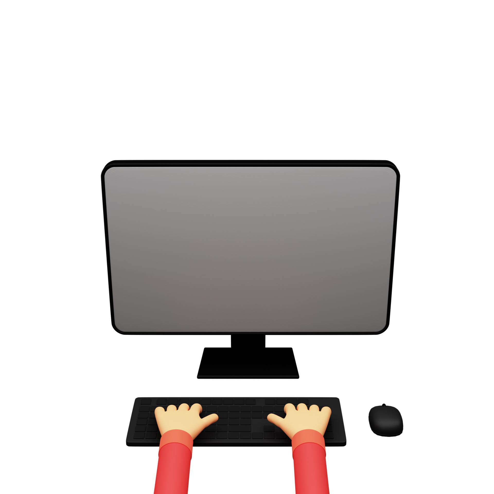 3d render of human hand using keyboard with monitor mouse 23799241 png