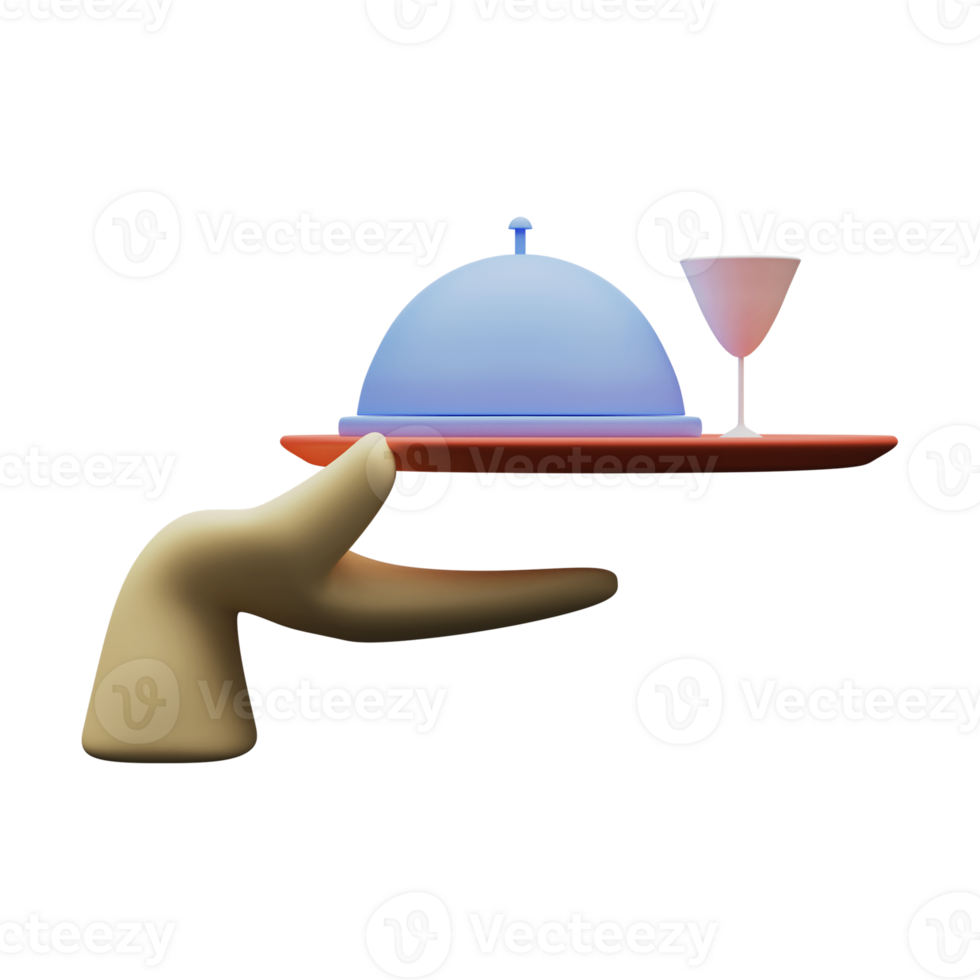 3D Render of Cloche With Wineglass Tray. png