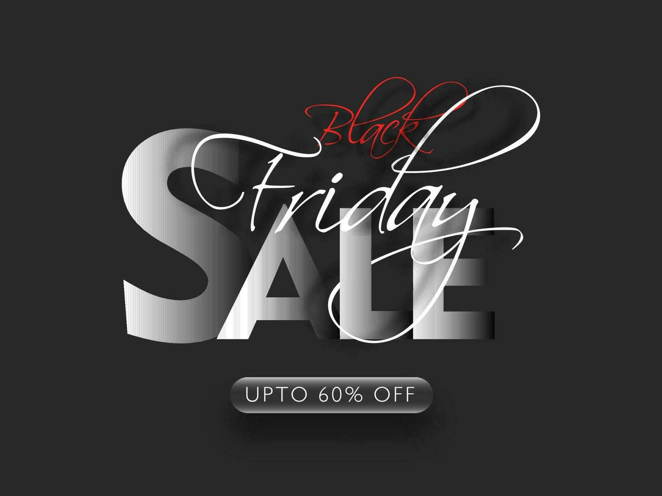 Stylish text of Black Friday Sale with up to offer on grey background for Advertising concept. vector