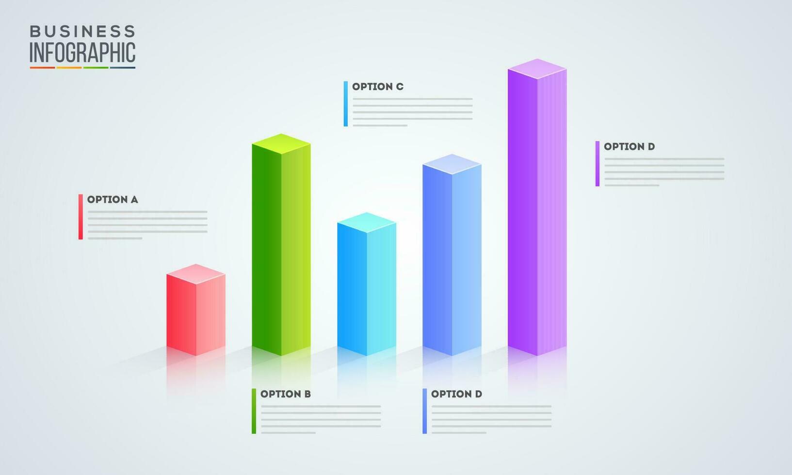 3D infographic graph with five option for Business infographic presentation. vector