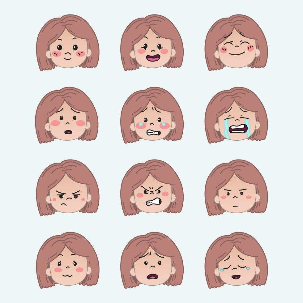 Kid Face Expression Vector Design Illustration expressions set