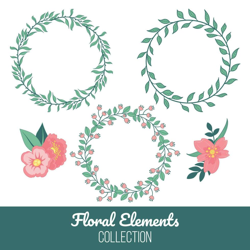 floral elementos coronas colección vector