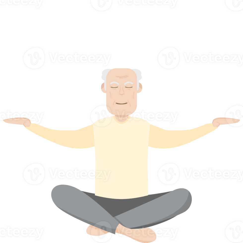 The Elderly People Old Man Yoga Pose Meditation Relaxed Body png