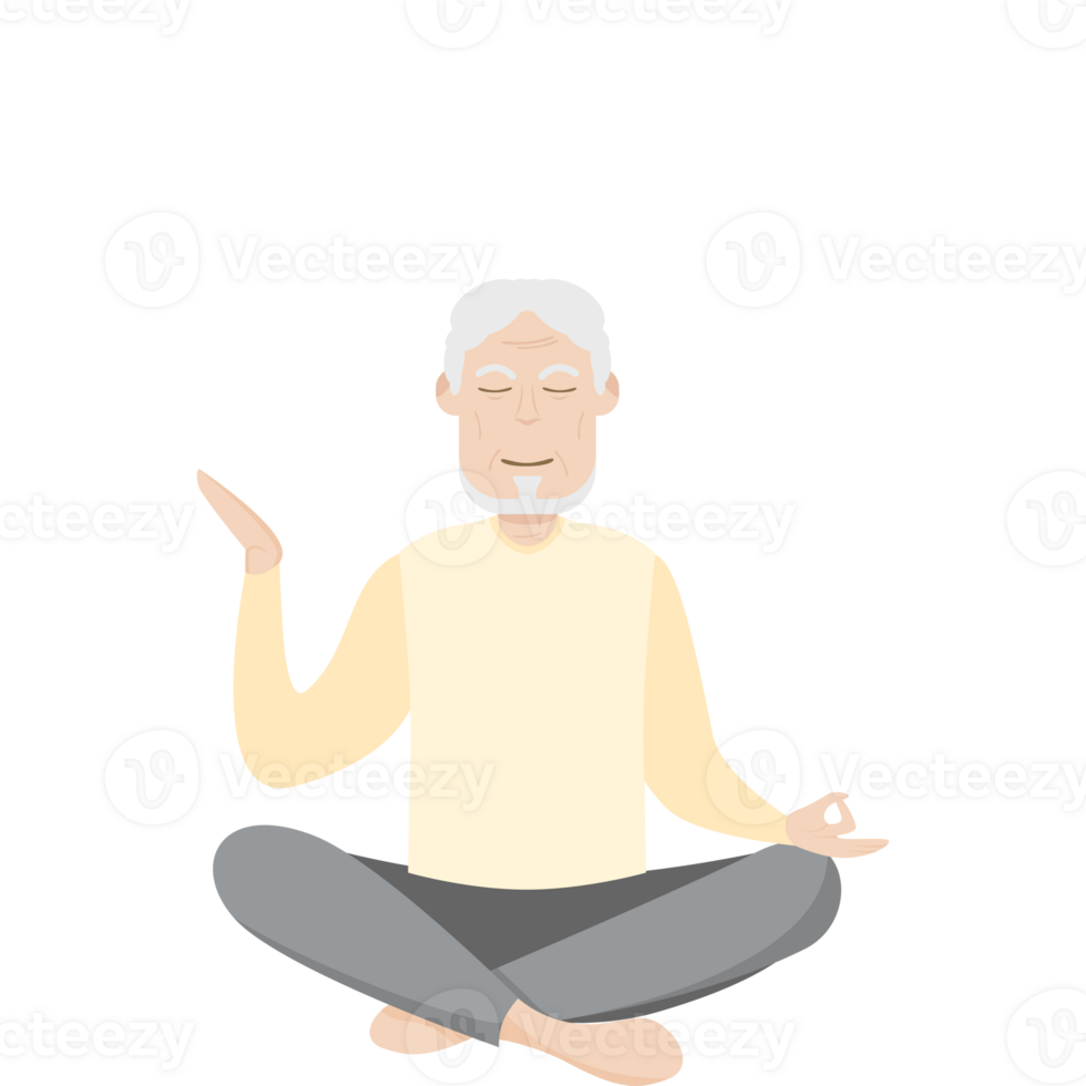 The Elderly People Old Man Yoga Pose Meditation Relaxed Body png