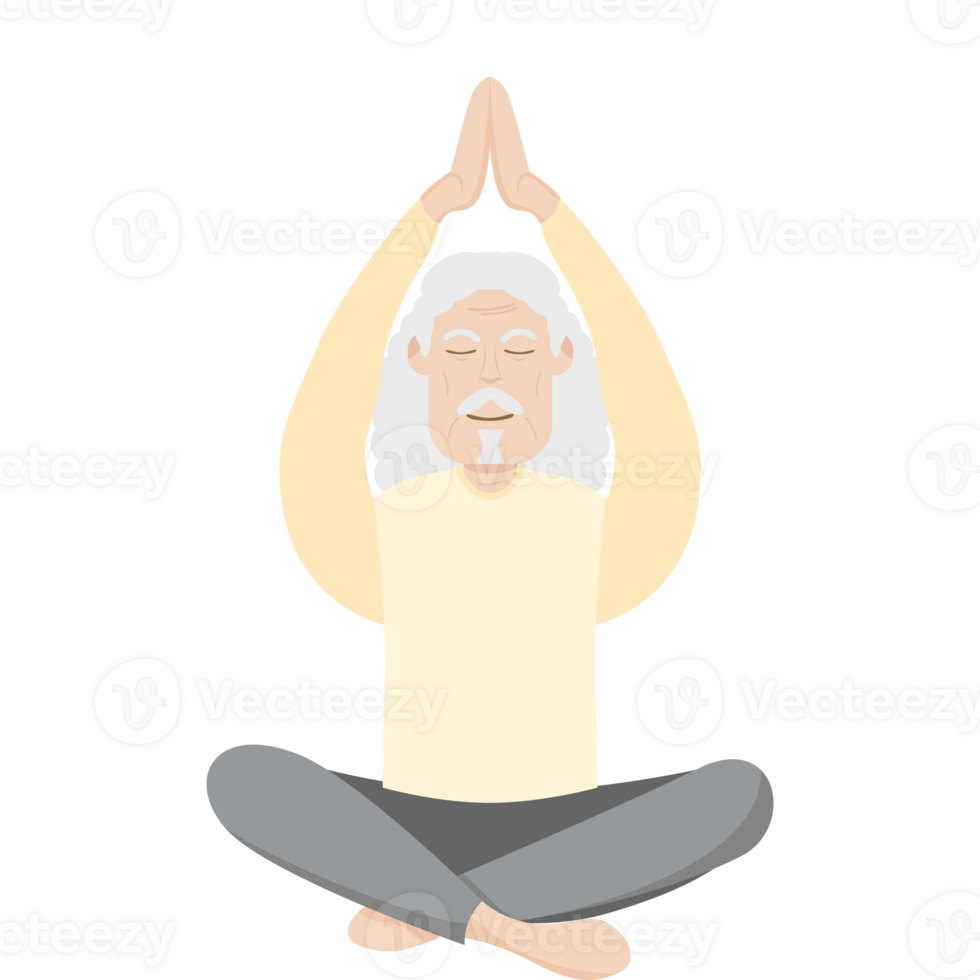 el mayor personas antiguo hombre yoga actitud meditación relajado cuerpo png