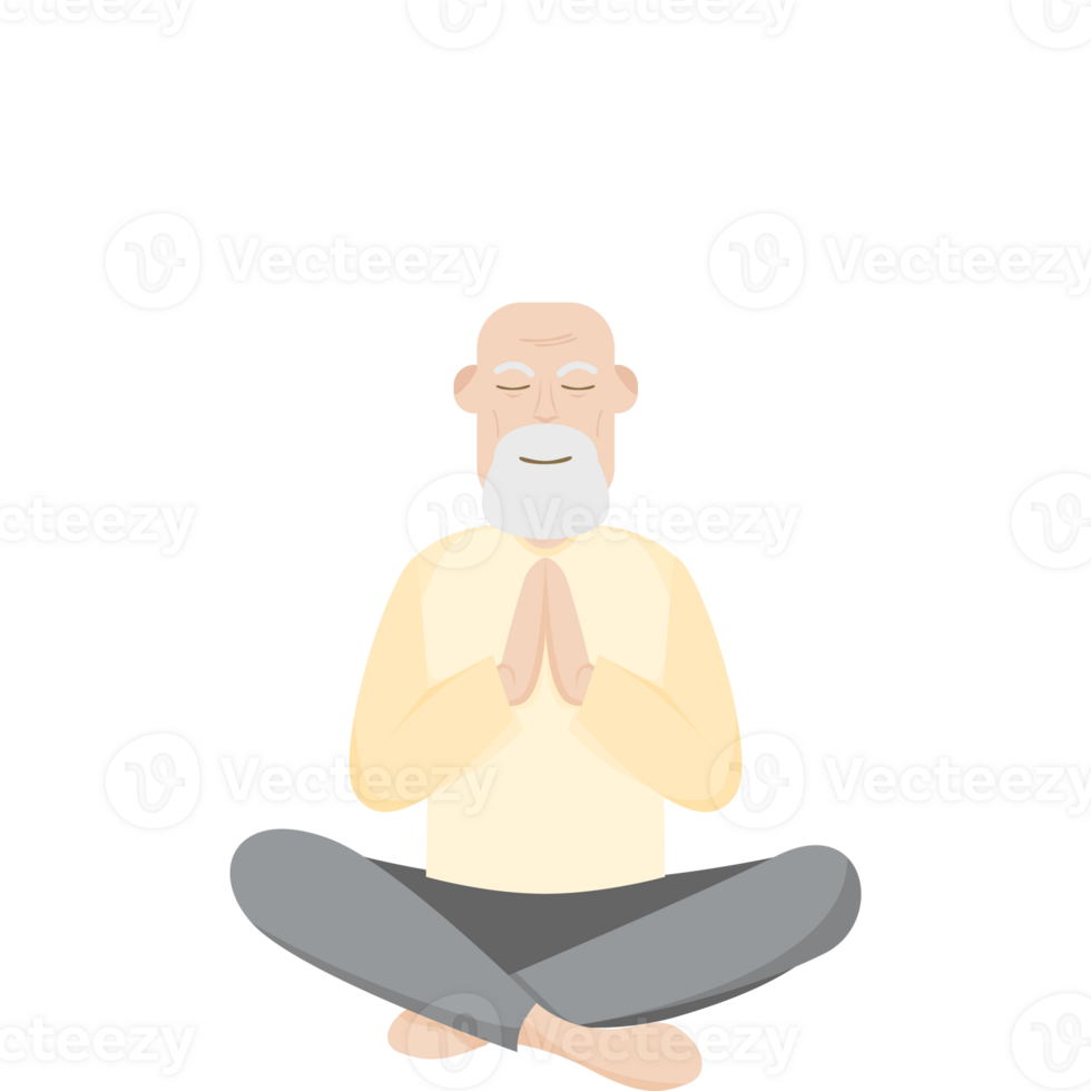 il anziano persone vecchio uomo yoga posa meditazione rilassato corpo png