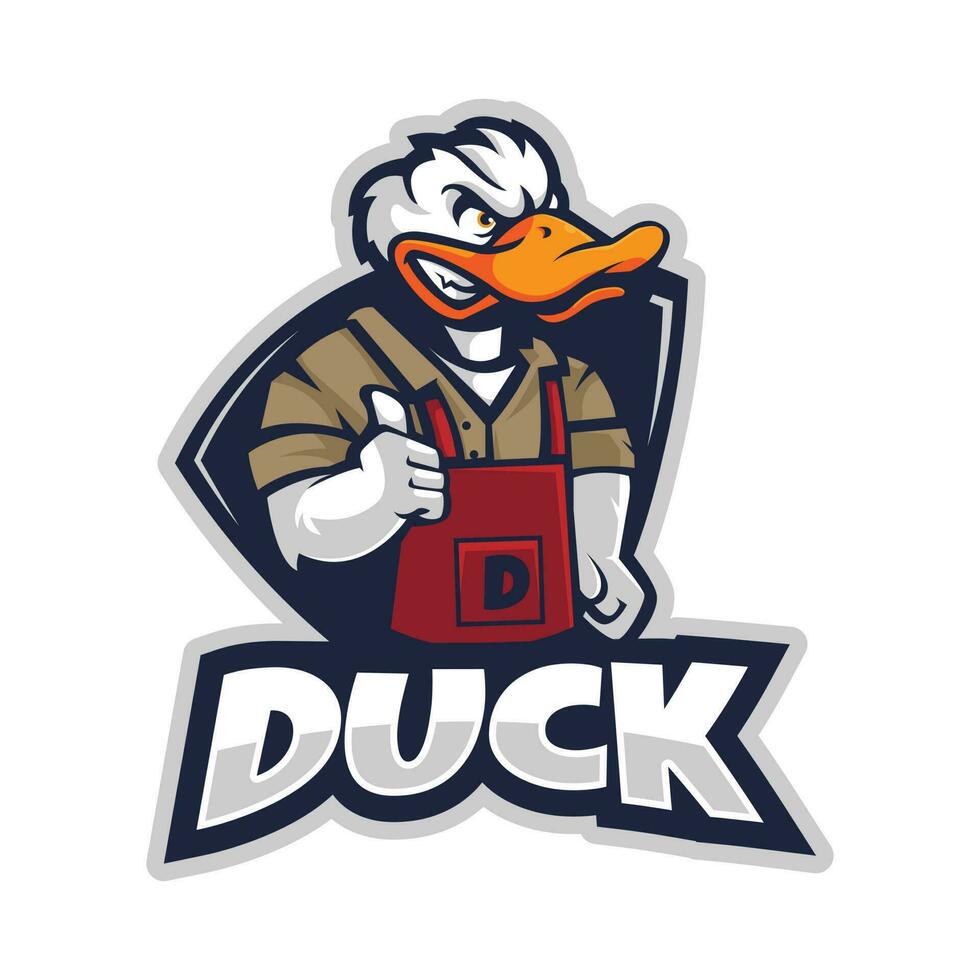 Pato mascota logo para negocio, juego de azar, logotipos, vestir, mercancías vector