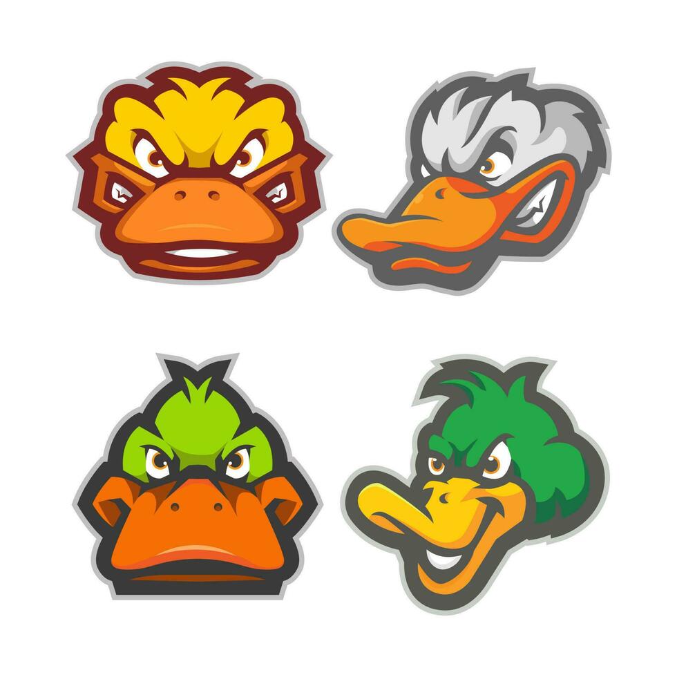 Duck head logo for sport or esport team. Ducks illustration design vector for gaming logos, badge, emblem, apparel, merchandise