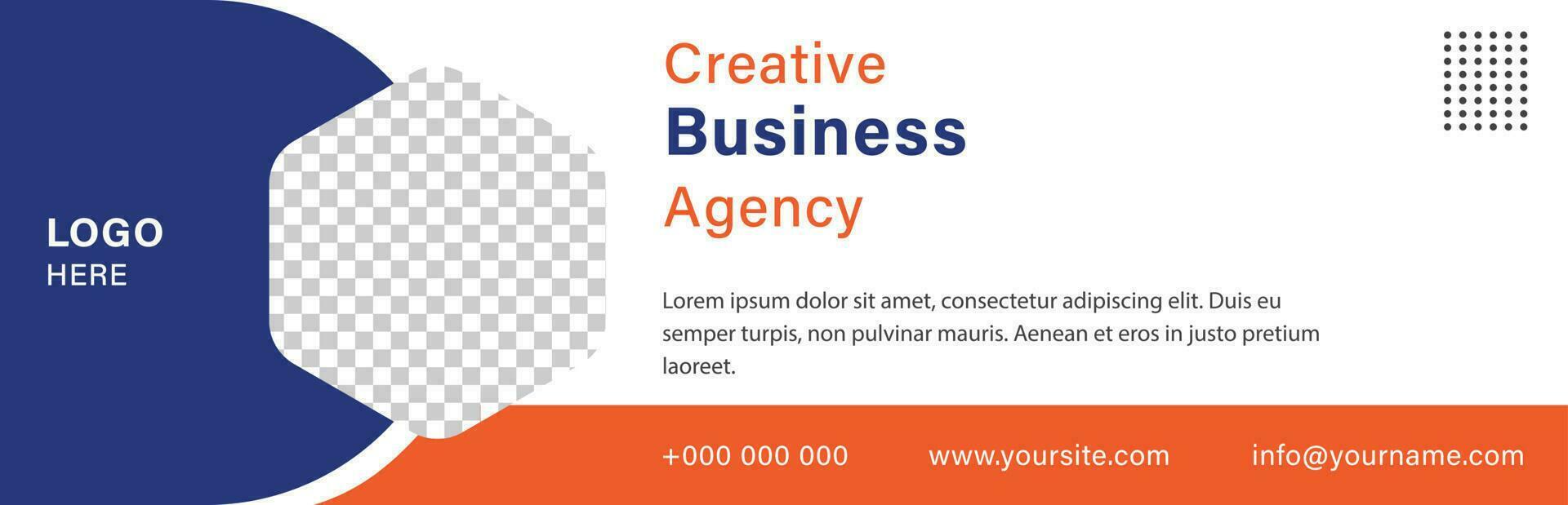 modern web banner template. blue and orange color background. cover banner design vector