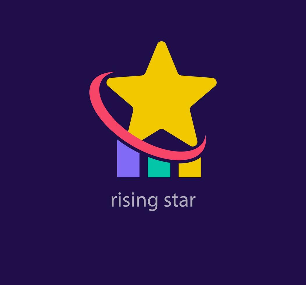 Creative rising star logo design. Unique design color transitions. Unique leadership template. vector