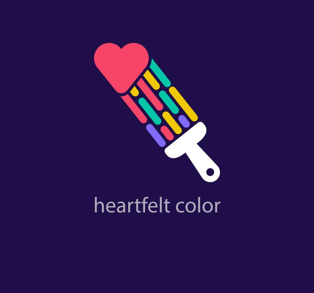 Creative favorite heart painting logo design. Unique design color transitions. Unique paintbrush template. vector