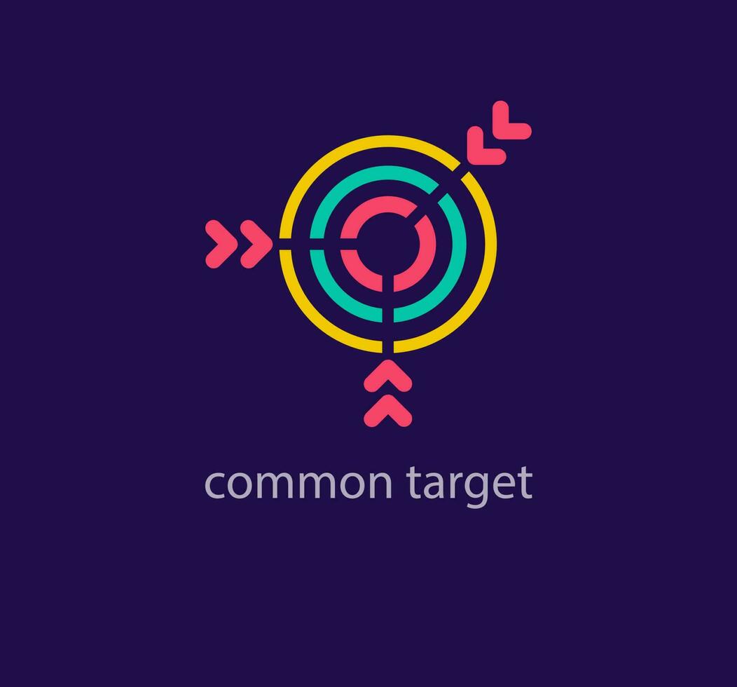 Creative common target logo design. Unique design color transitions. Unique teamwork template. vector