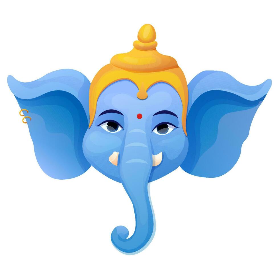 Little cute Ganesh, religious traditional god elephant in cartoon character isolated on white background. Vector illustration