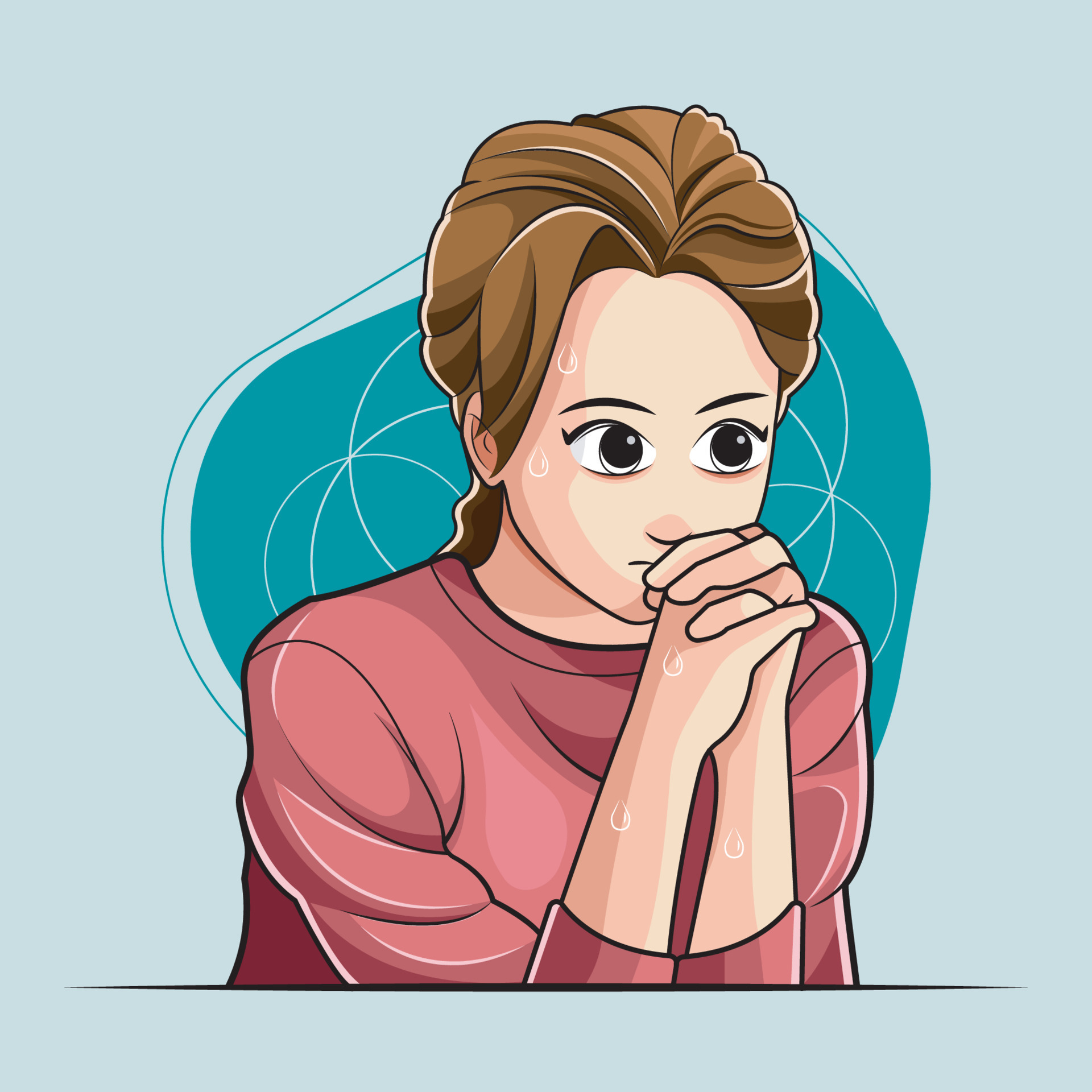 Mental Health. Young Woman Stressed and Worried about Problem vector