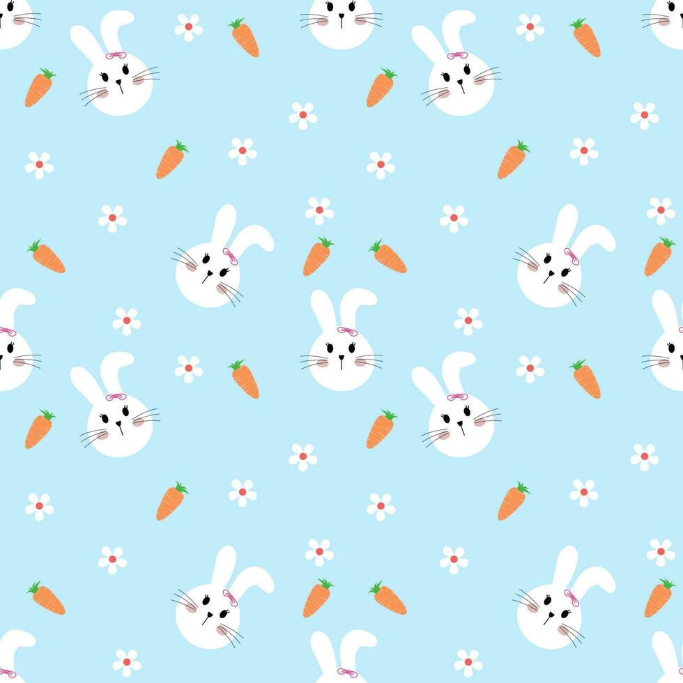 Rabbit and carrot seamless pattern vector