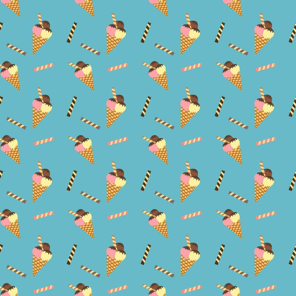 Seamless pattern. Ice cream. Sweet dessert. vector