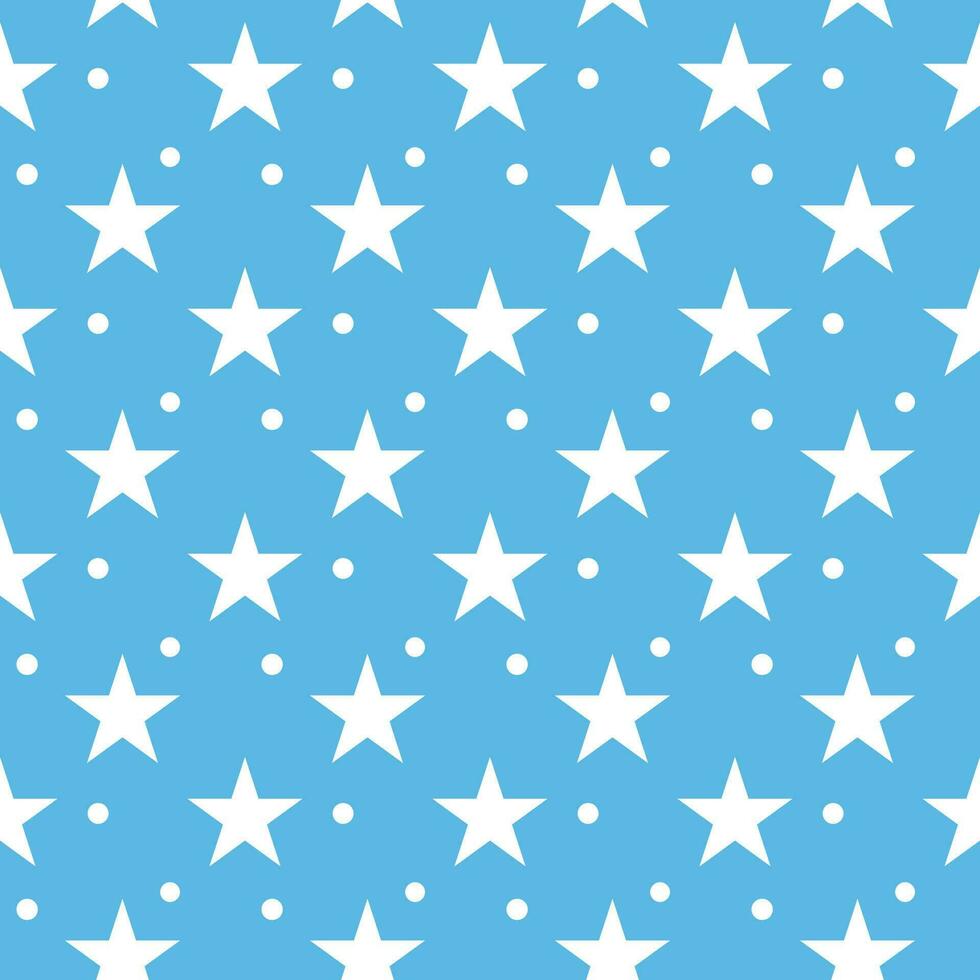 White star seamless pattern blue background vector