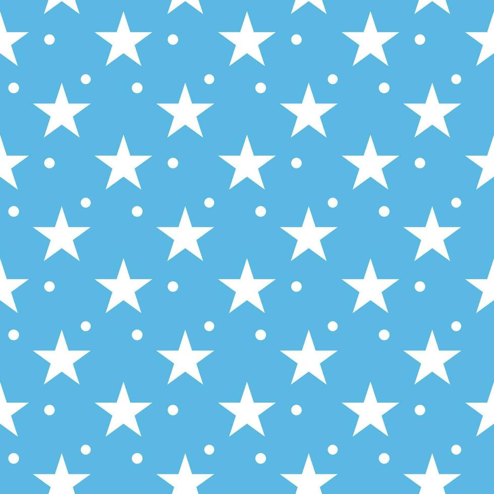 White star seamless pattern blue background vector