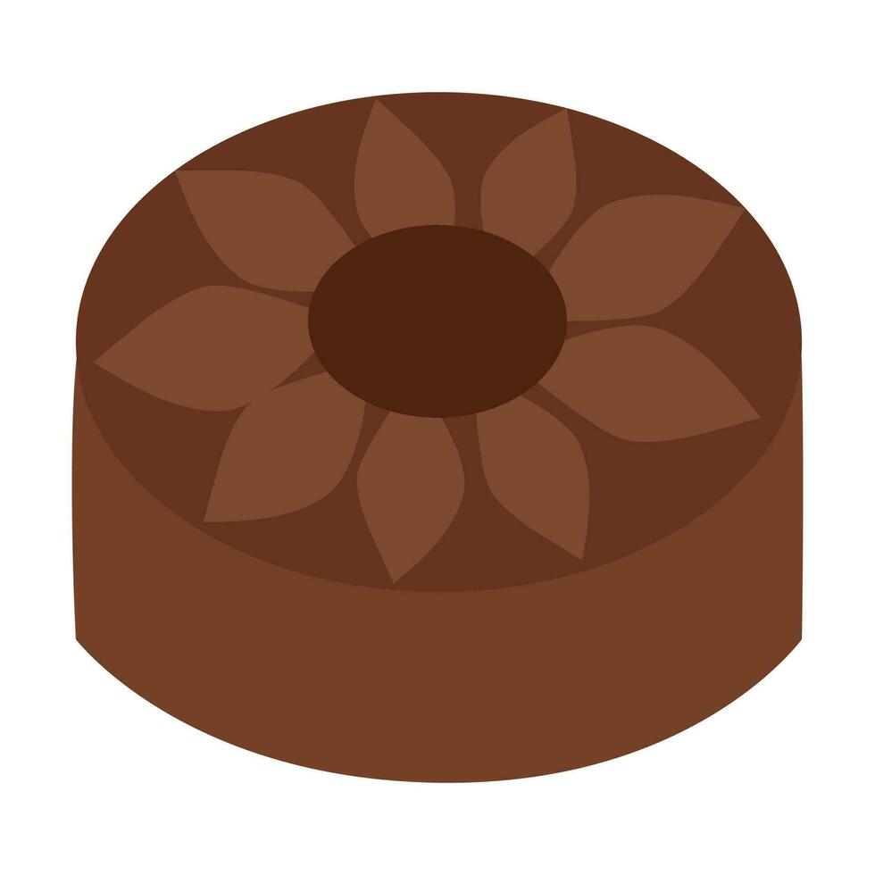 round chocolate Decorate the face with a small pink heart with cute flowers. vector