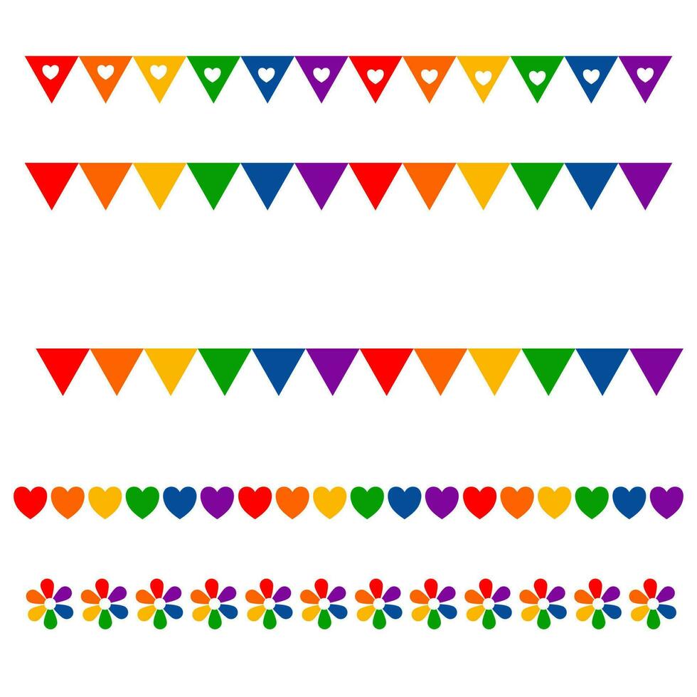 rainbow flag set lgbt gay and lesbian pride symbol, star, heart. icon template modern flat vector illustration stylish design element