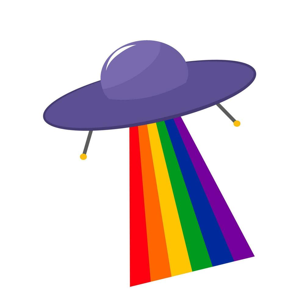 ufo rainbow cartoon vector