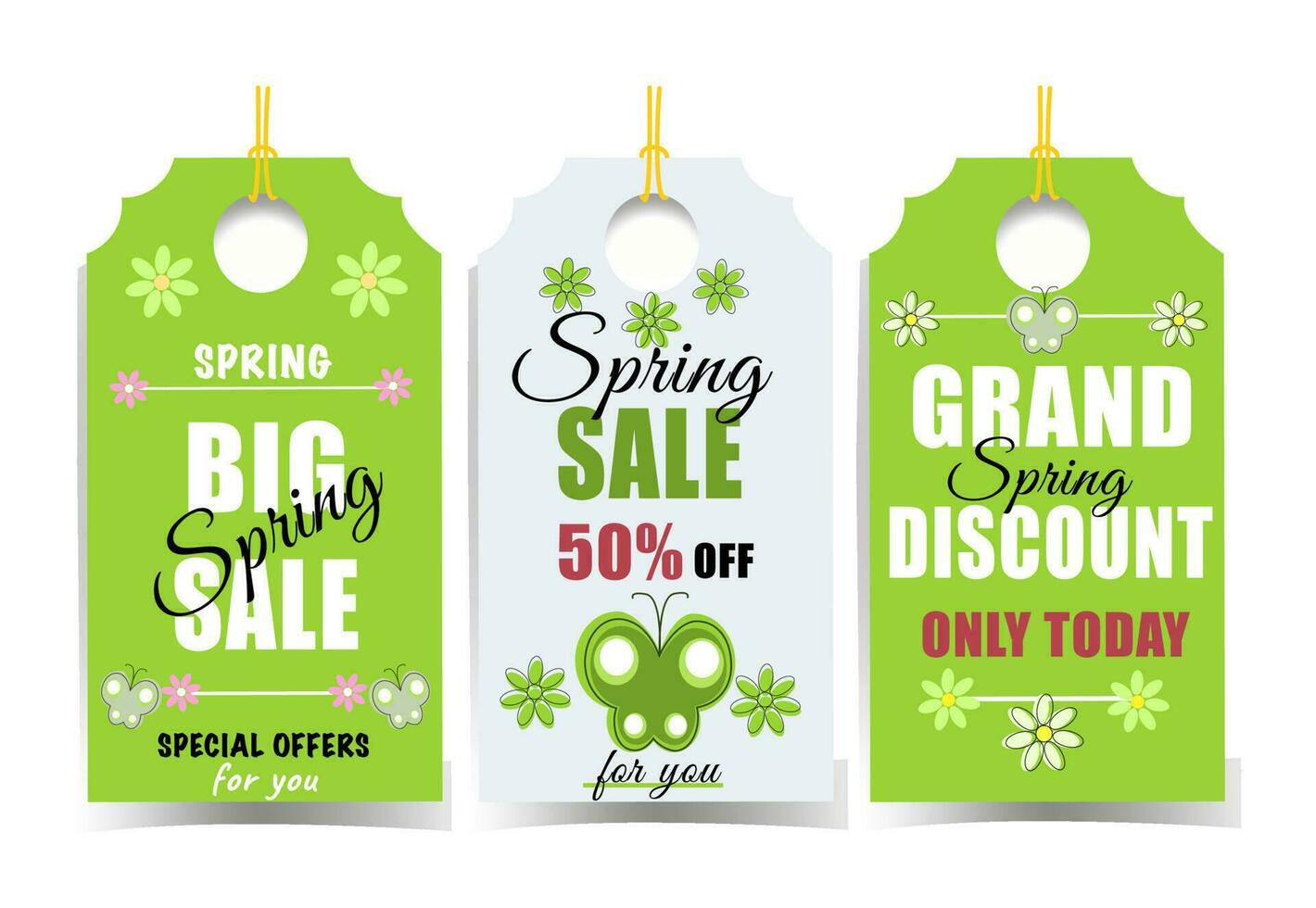 vector green color set of labels ,tags for Big   Spring sale
