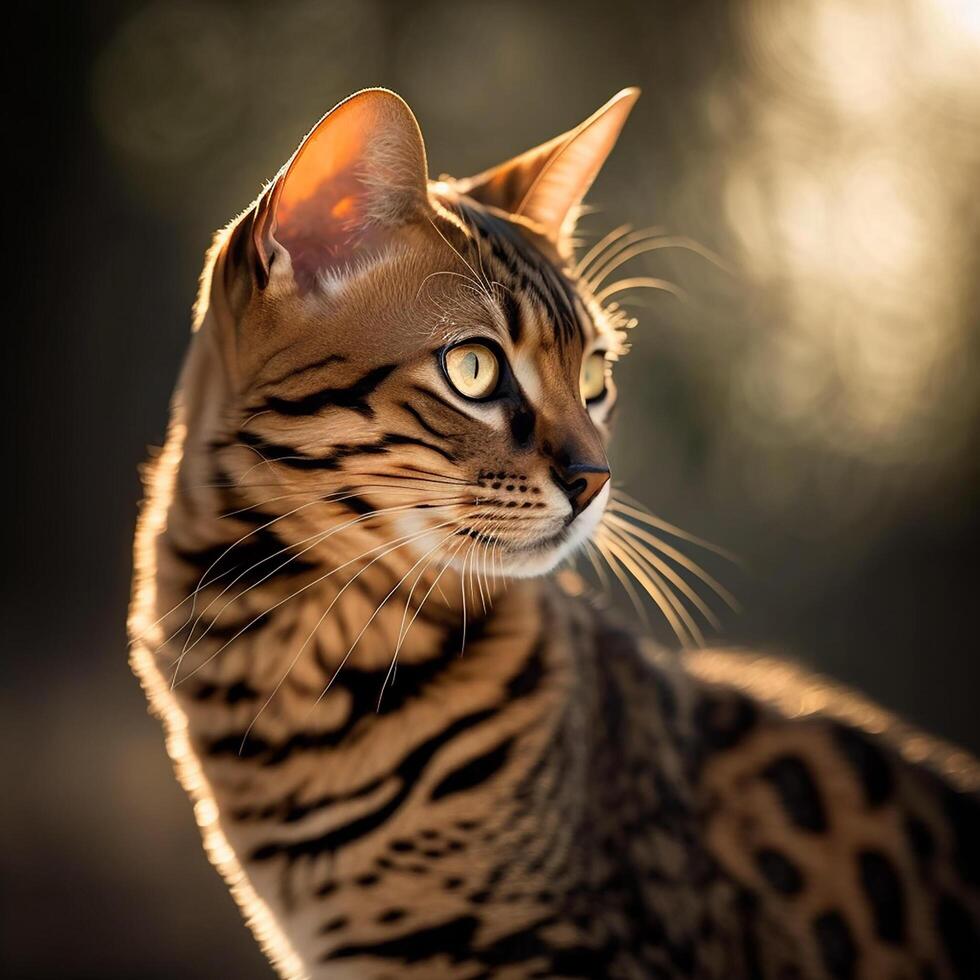 Photo savannah cat breet portrait in studio ultra realistic