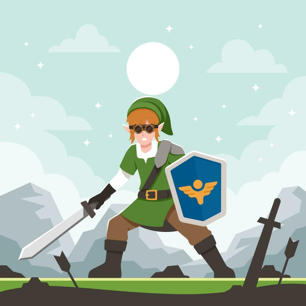 Fantasy Elf Warrior Character vector