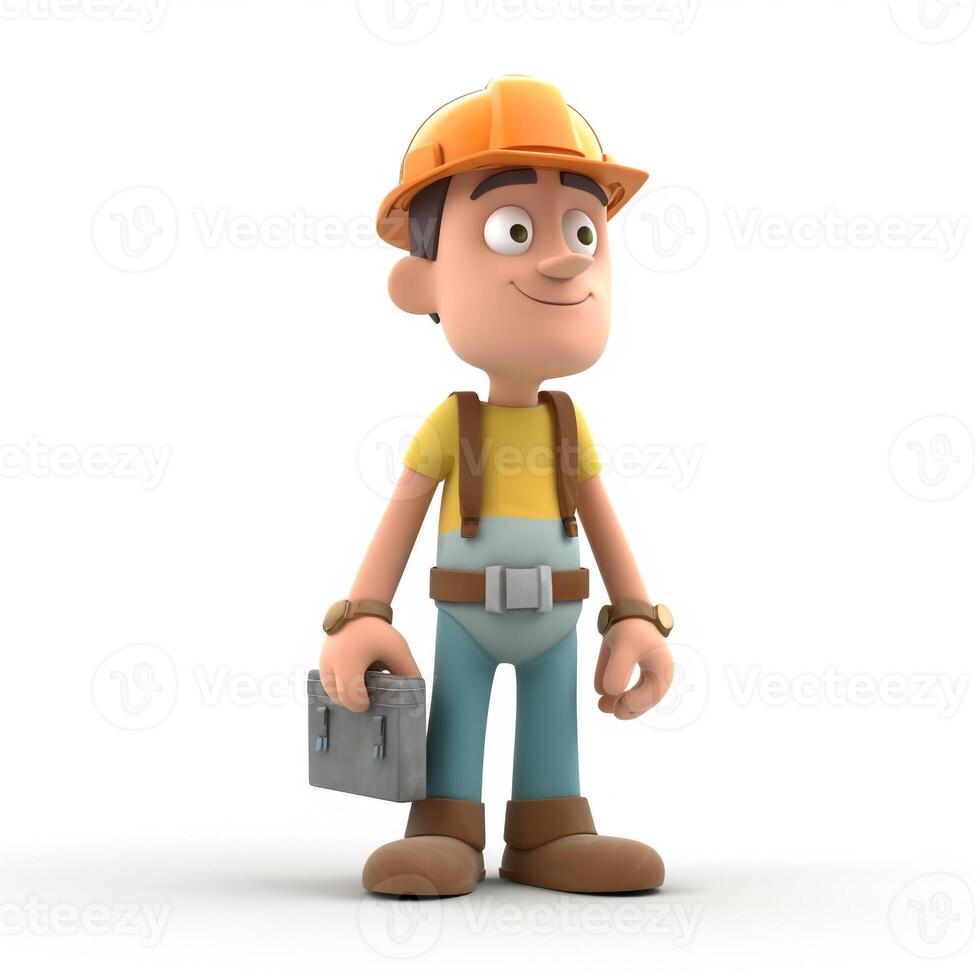 3d character of construction worker. photo