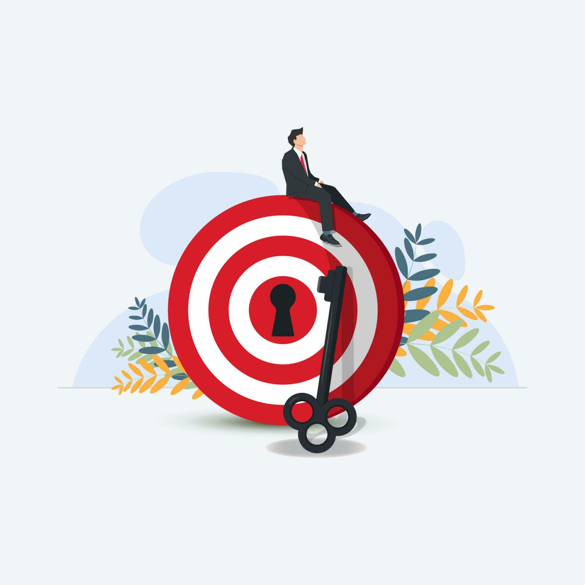 Businessman sitting in the target lock design vector illustration