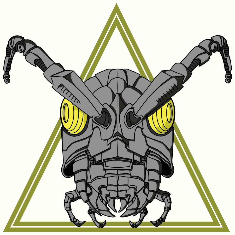 image of a robotic grasshopper head, suitable for designing t-shirts, stickers, posters and more vector