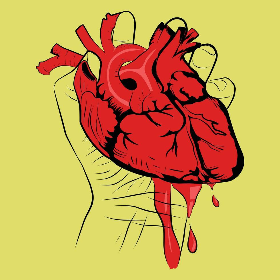 Hand and heart vector