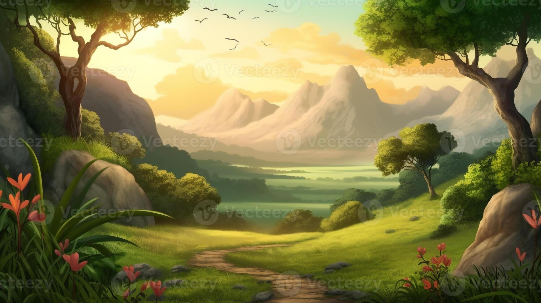 Nature landscape of forest and mountain. photo