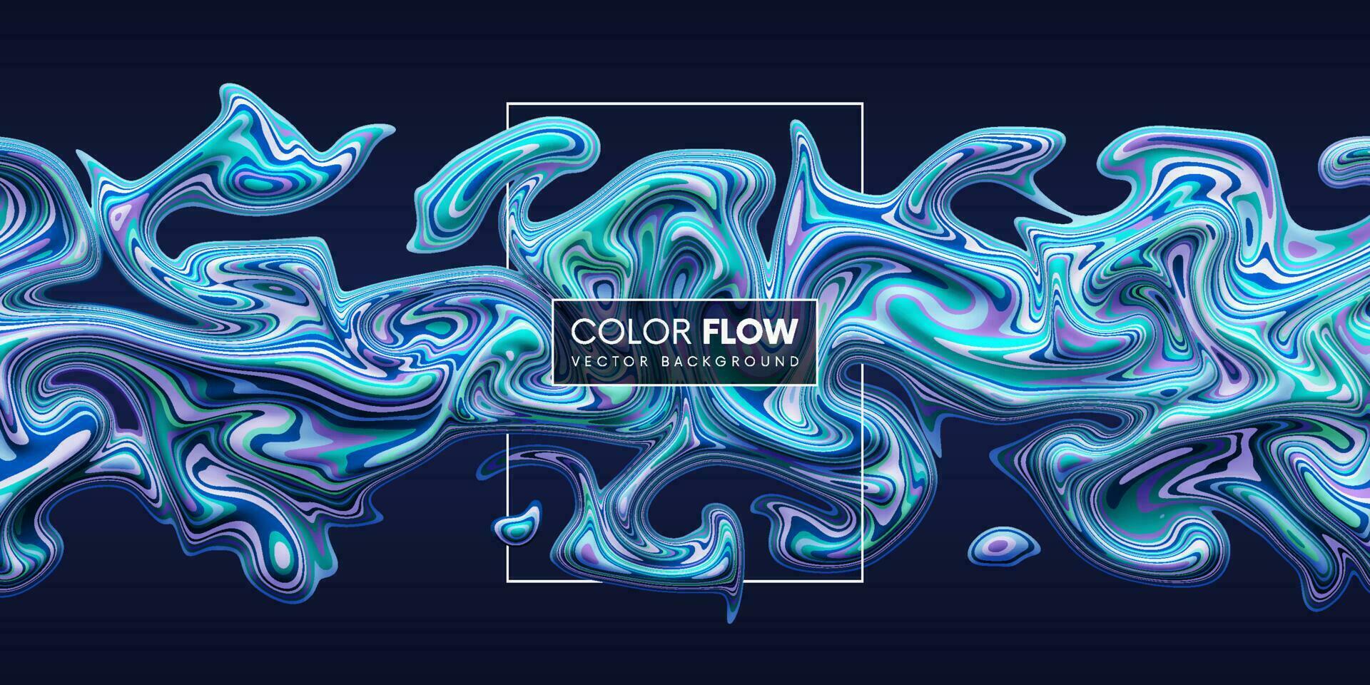 Abstract colorful paint flow. Wave liquid shape. Dynamic mixture of acrylic paints. Fluid trendy poster. Vector illustration