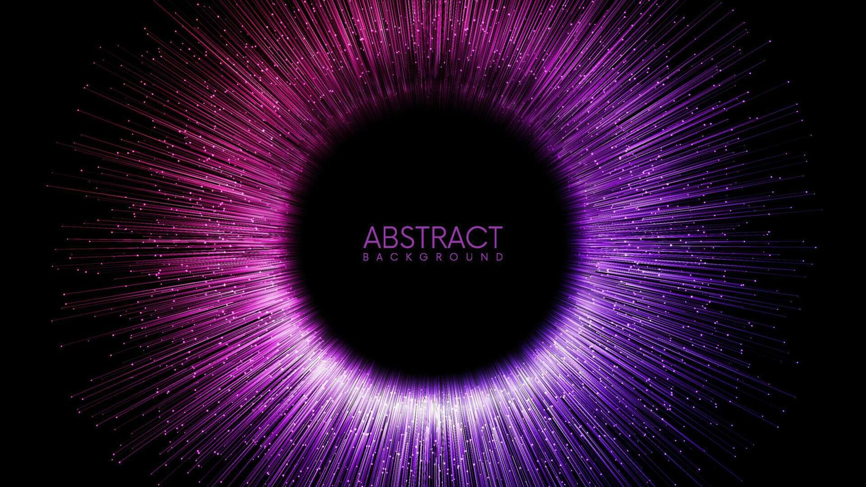 Rays or lines with glowing particles fly out of black hole. Abstract vector background with place for your content. Easy to change colors  streaks with glowing sparkling particles.