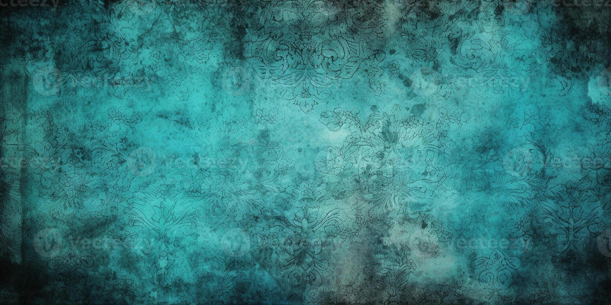 Turquoise Grunge Texture Background Distressed Surface in Aqua Blue Shades. photo