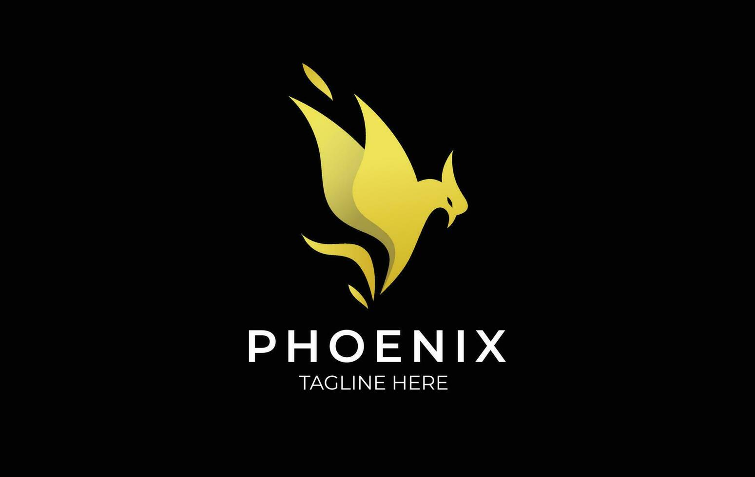 Gold Phoenix Bird Logo design, Golden Phoenix logo, Gold Bird logo, Simple, Branding, Phoenix logo with Golden Gradient, Template, Vector Eps file