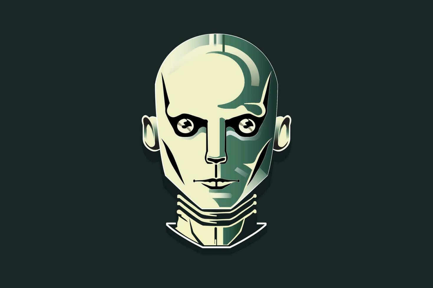 ai robot avatar, futurista robot cara constructor plano icono, robot personaje rostro, artificial inteligencia avatar , vector eps archivo