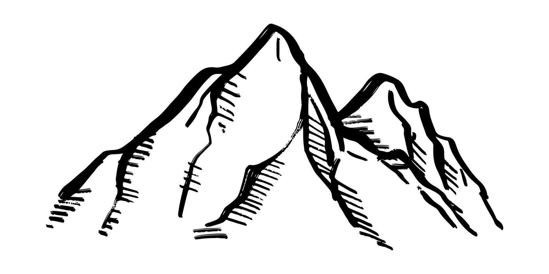 garabatear bosquejo estilo de montaña vector ilustración para concepto diseño.