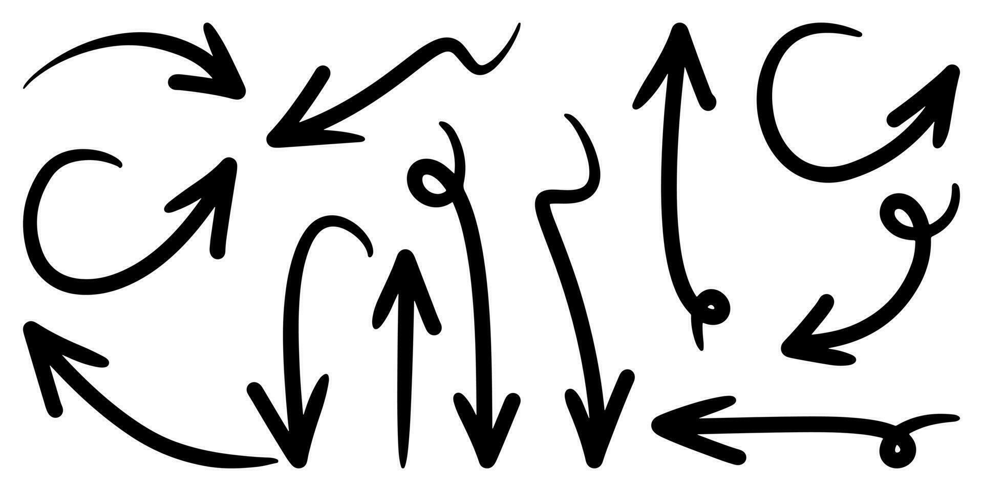 Set of Hand drawn vector arrows doodle on white background. design element vector illustration.