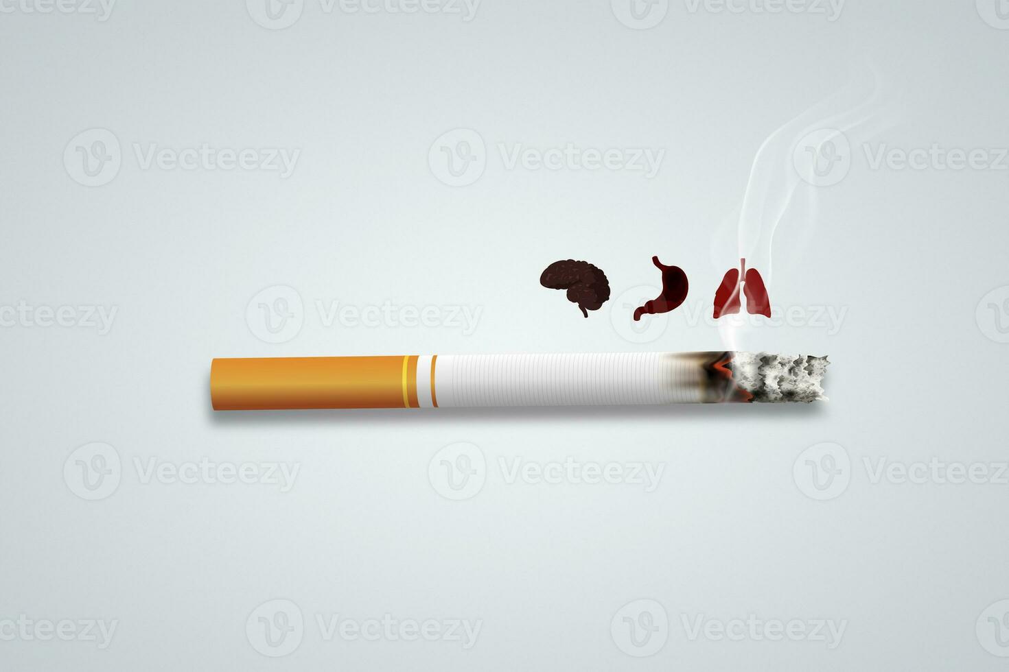 World No Tobacco Day, Cigarette and Lungs Creative Concept and No Smoking Day Awareness Idea Screen. photo