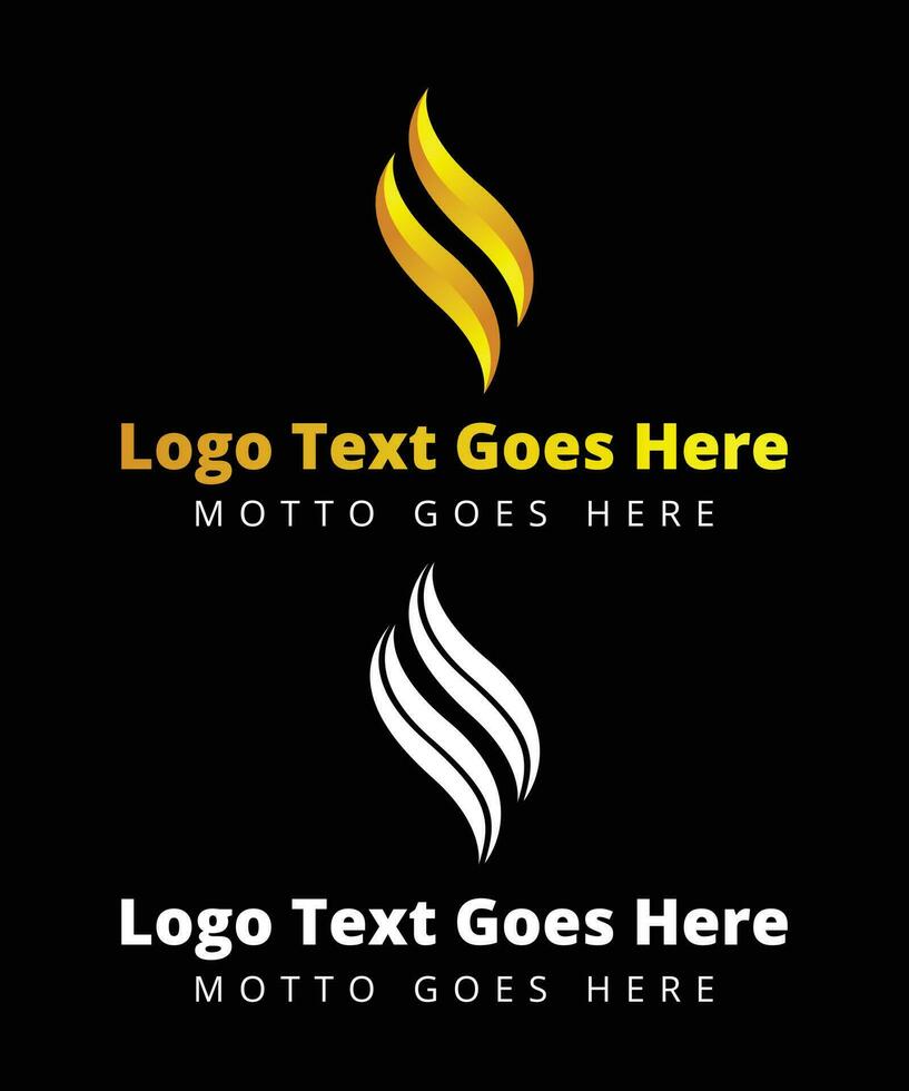 Abstract Flame Logo Shape Design Color Black And White vector