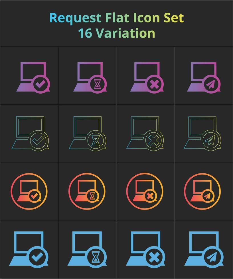 File Accepted Rejected Sent And Pending Flat Icon Set vector