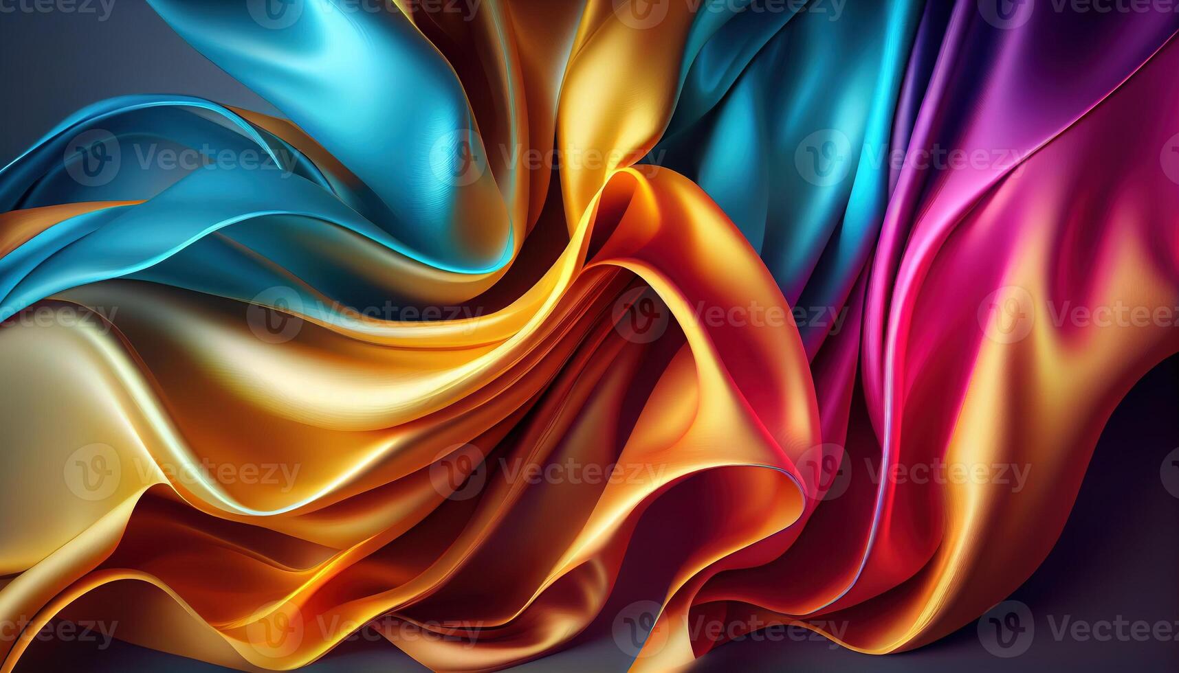 Abstract Background with 3D Wave colorful Gradient Silk Fabric. . Digital Art Illustration photo