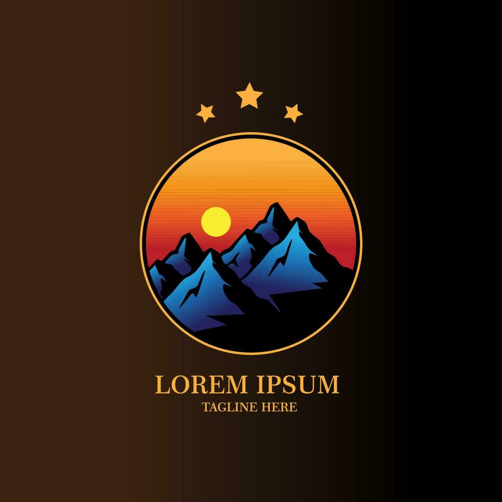 logo sunset mountain vector template illustration