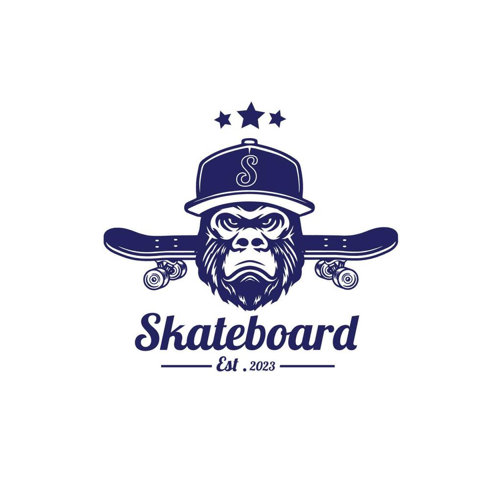 logo monkey skateboard vector illustration