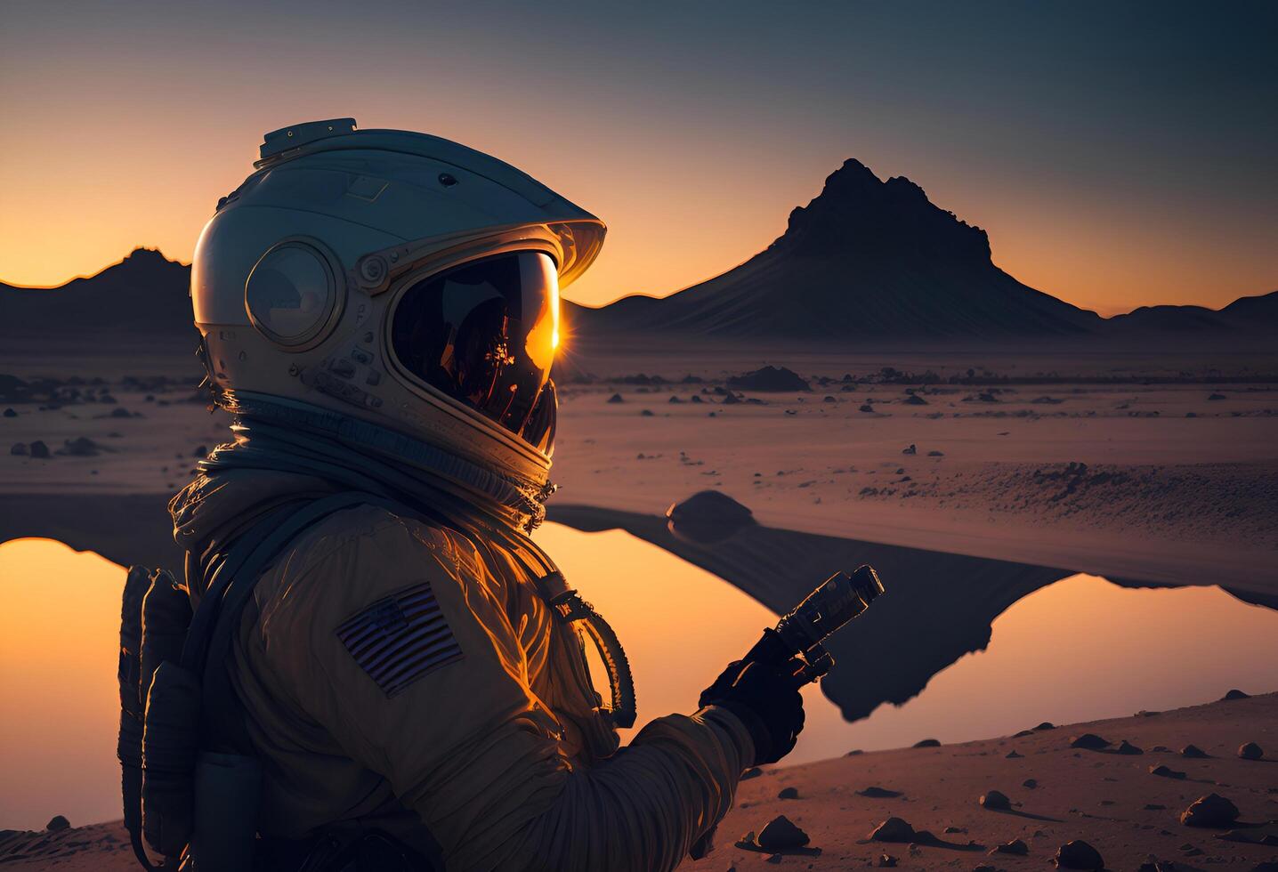 Astronauts are exploring Mars and discover something, photo