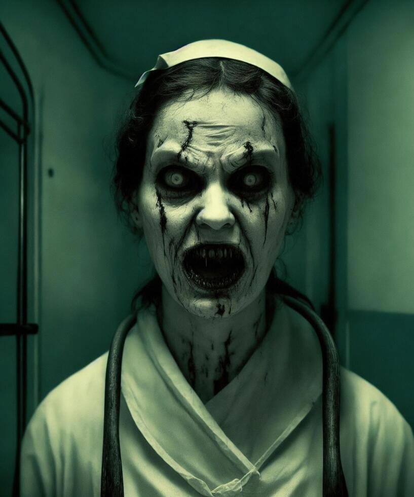 Creepy female ghost nurse, photo