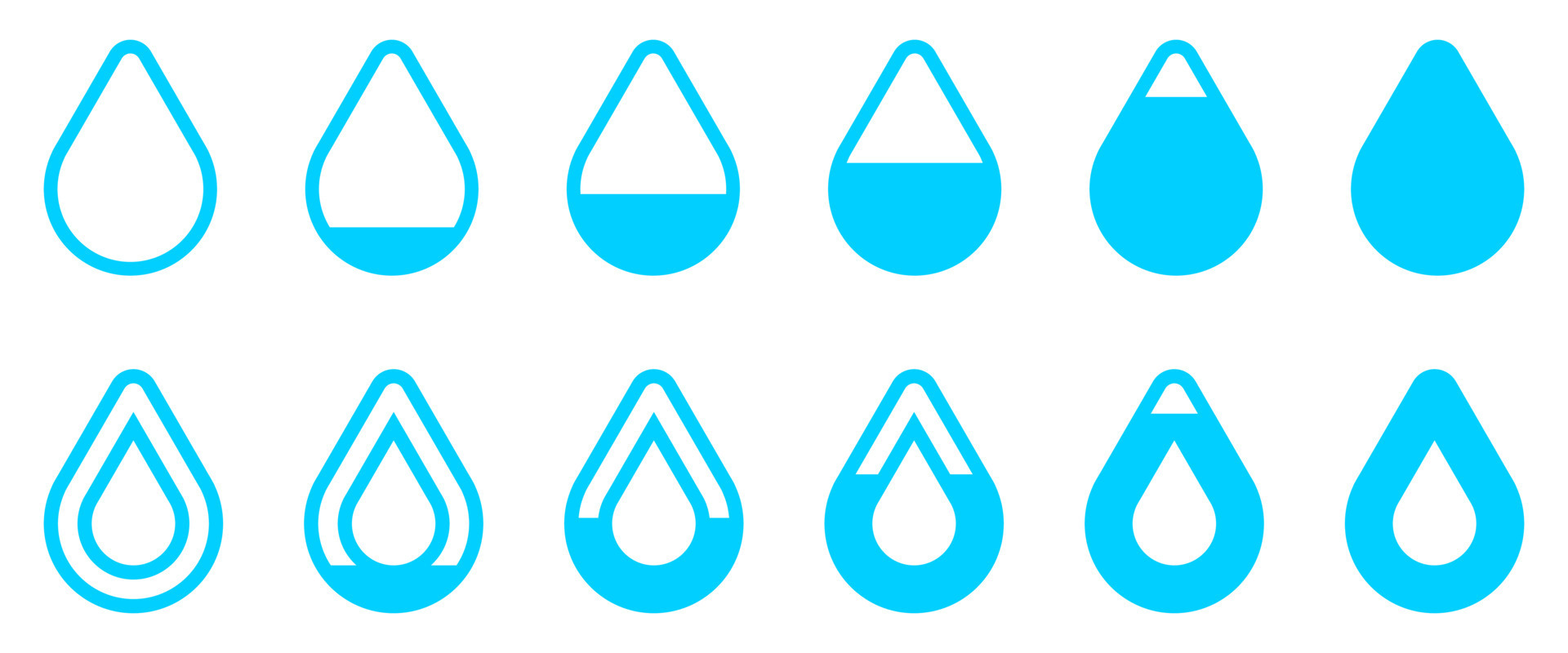 Water drop level icon set. From zero to full 23801464 Vector Art at