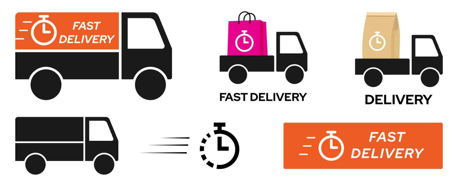 Fast delivery icon set for web and app. Delivery truck symbol. Flat vector illustration